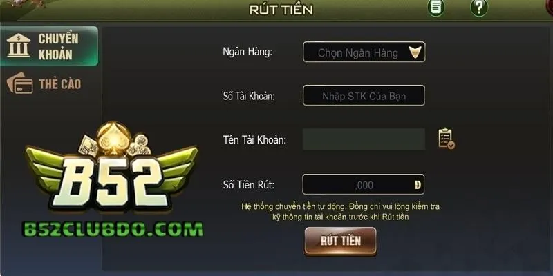 Rút tiền qua ngân hàng